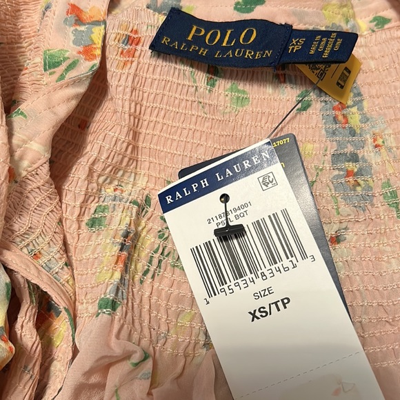 NWT - Polo Ralph Lauren- Floral Tulip Sleeve- Tie Neck Blouse - Size XS - Picture 5 of 5